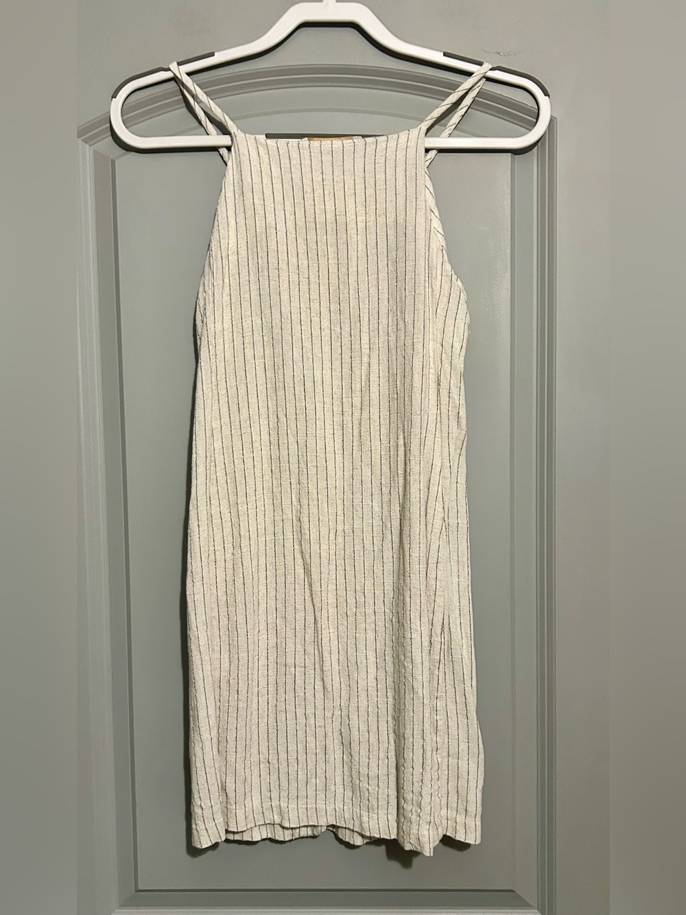 Monteau Los Angeles Linen Blend Striped Button Front Mini Dress Size Small - Picture 3 of 6
